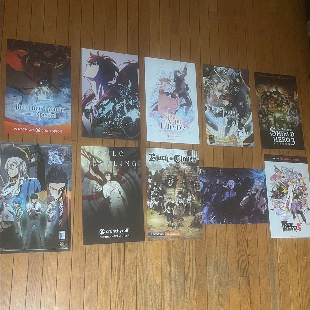 Anime Posters 11 BUNDLE 2025 Crunchyroll NEW Solo Level Fairy Tale Eminence Hero